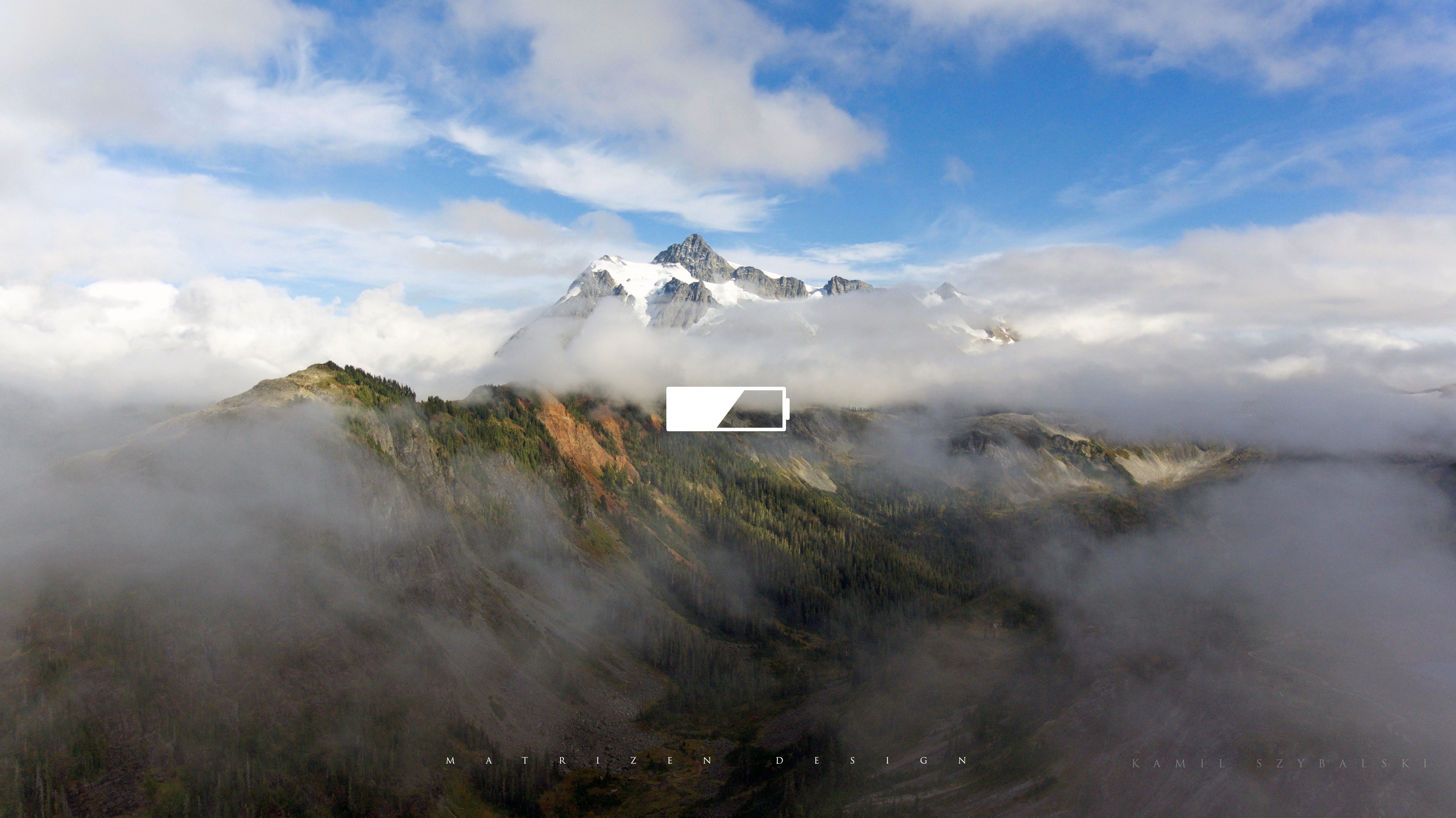 mountains, Clouds, Sky, Digital art, 2D, Battery, Icon Wallpaper