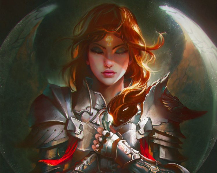 redhead, Fantasy art, Wings HD Wallpaper Desktop Background