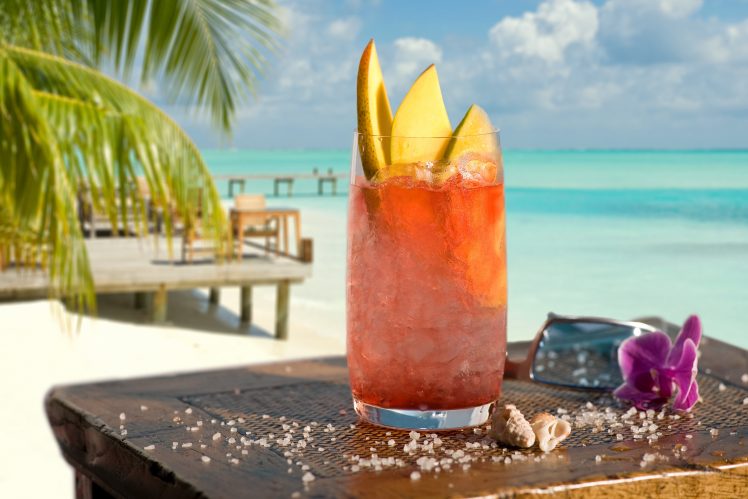 beach, Cocktails, Palm trees HD Wallpaper Desktop Background