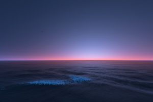 sky, Stars, Sunset, Sea, Digital art