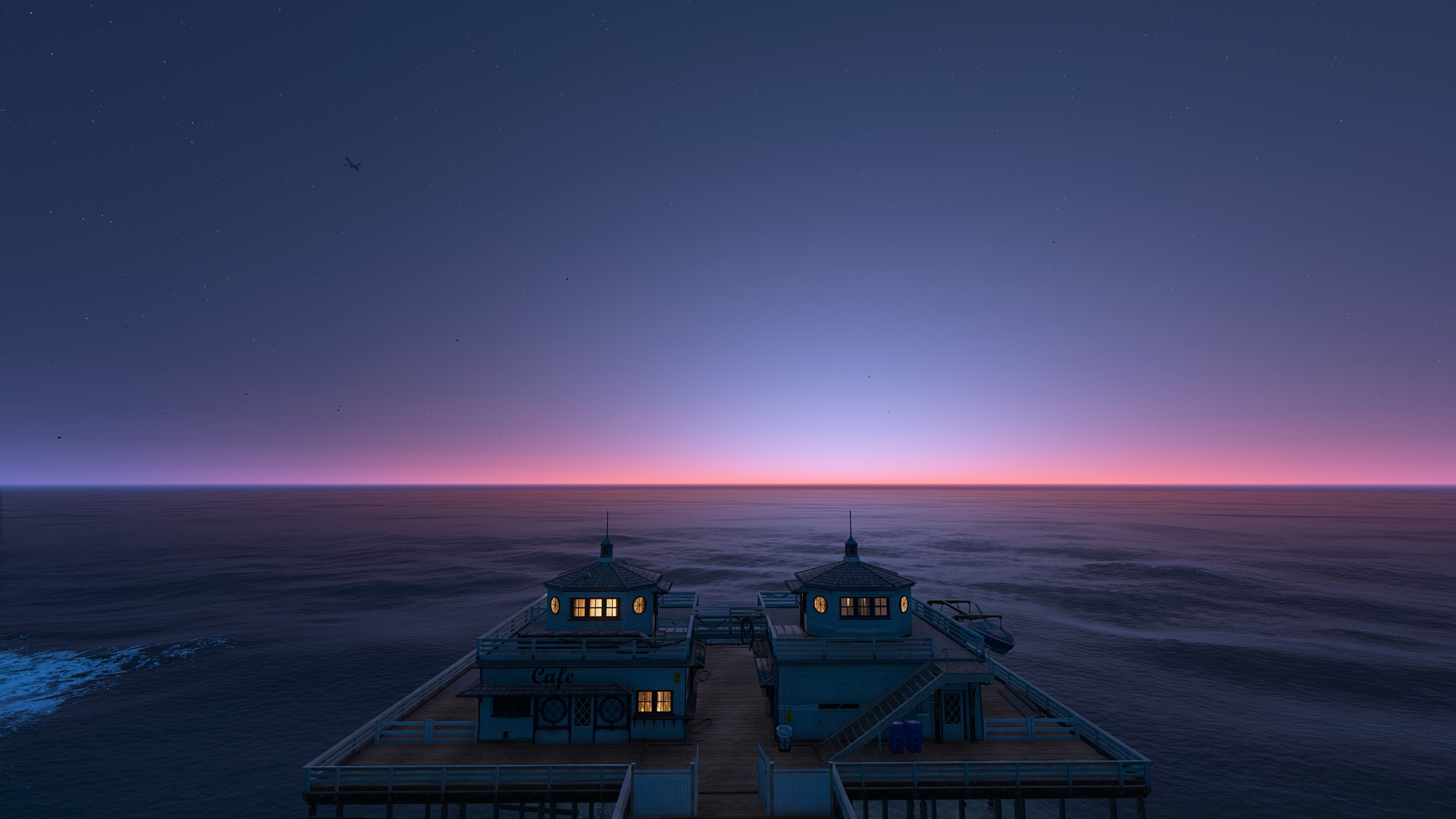 Grand Theft Auto V, Water, Sky, Stars, Pier, Sunset, NaturalVision