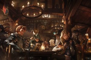 pointed ears, Fantasy art, Tavern, Candles