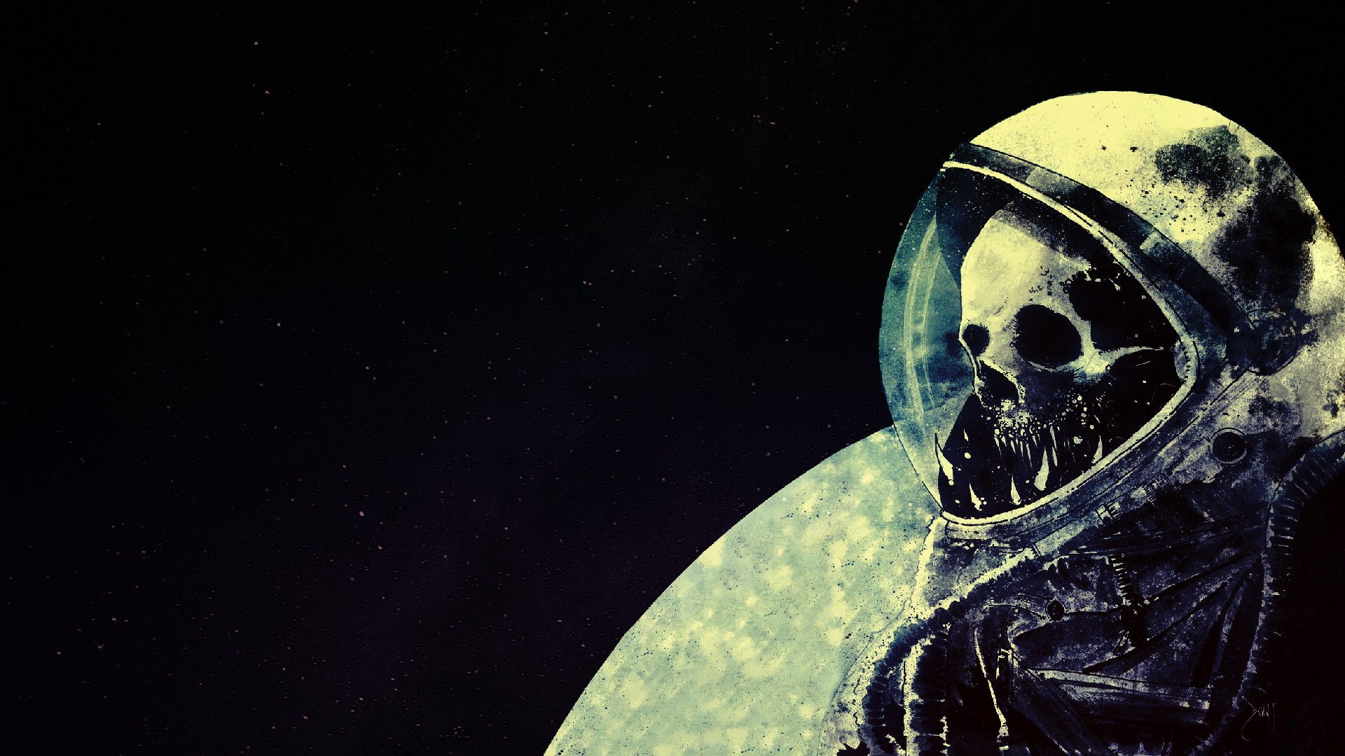 astronaut, Creepy, Fan art, Skull Wallpaper