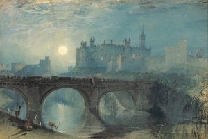 J. M. W. Turner, Architecture, Castle, Ancient, Tower, Painting, Classical art, Bridge, Animals, Deer, River, England, Arch, Traditional art, Shadow