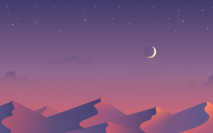 desert, Moon, Stars, Night, Minimalism, Dunes, Artwork HD Wallpaper Desktop Background