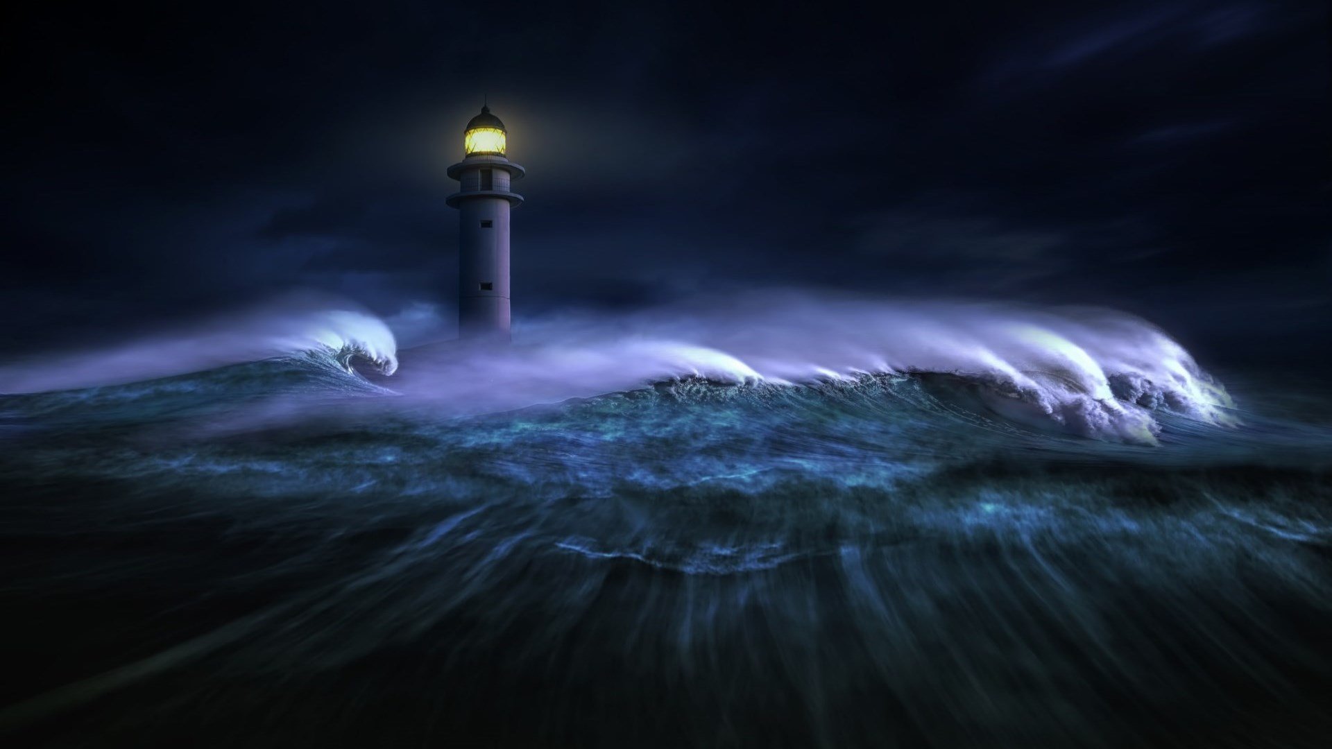 Nikos Bantouvakis, 500px, Night, Sea, Storm, Dark, Nature, Digital art