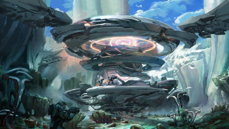 fantasy art, Futuristic, Science fiction, Artwork, Video games, Halo 5: Guardians, Concept art HD Wallpaper Desktop Background
