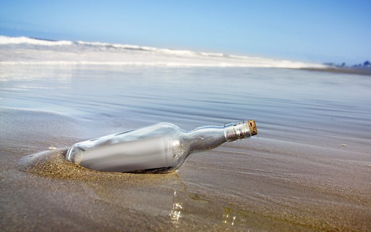 bottles, Letter, Shore, Sand, Sea HD Wallpaper Desktop Background