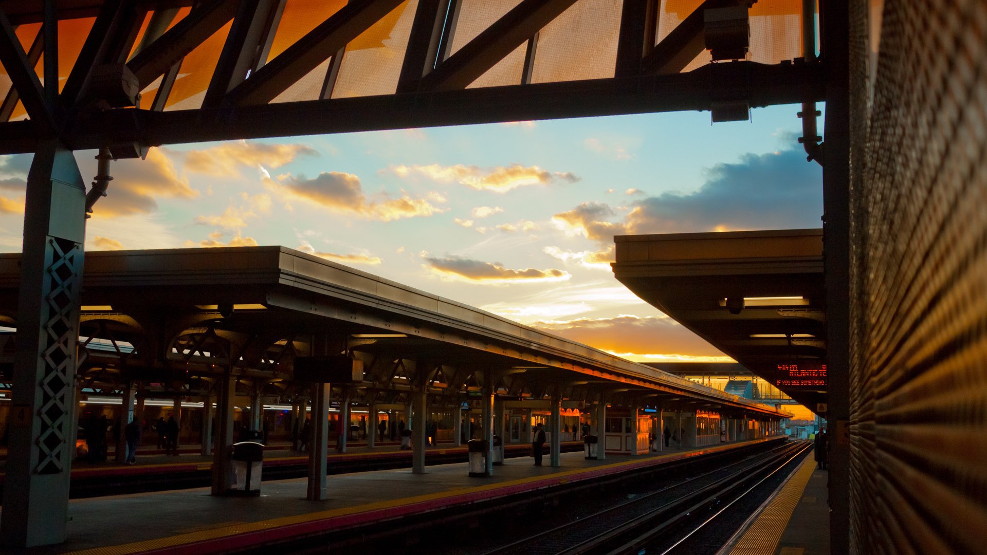 sunset, Train station, Railway, Table Wallpapers HD / Desktop and
