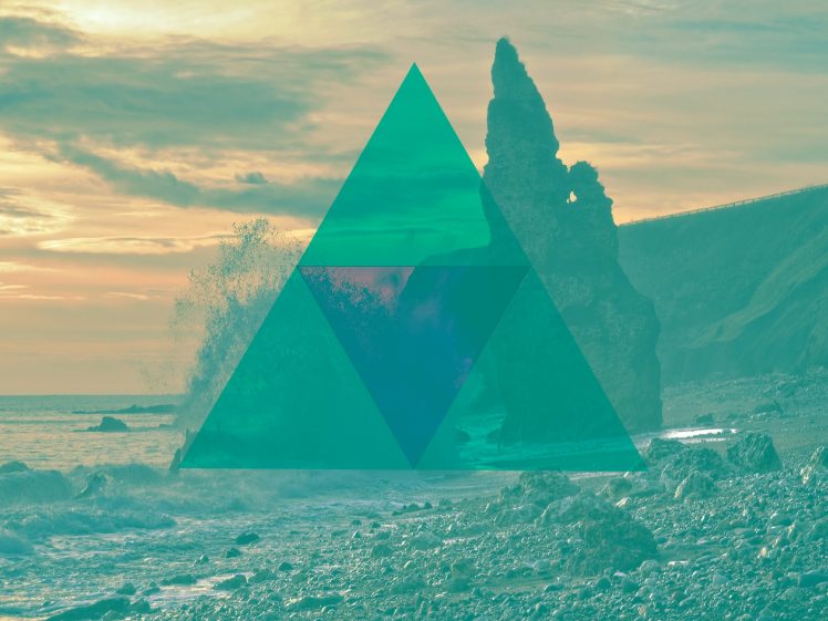 triangle, Minimalism, Beach, Rock, Landscape,   landscape, Sea, Bay HD Wallpaper Desktop Background