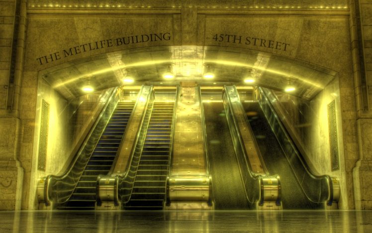 subway, Escalator, Train station, New York City HD Wallpaper Desktop Background