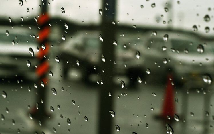 glass, Rain, Water drops, Street, Depth of field HD Wallpaper Desktop Background