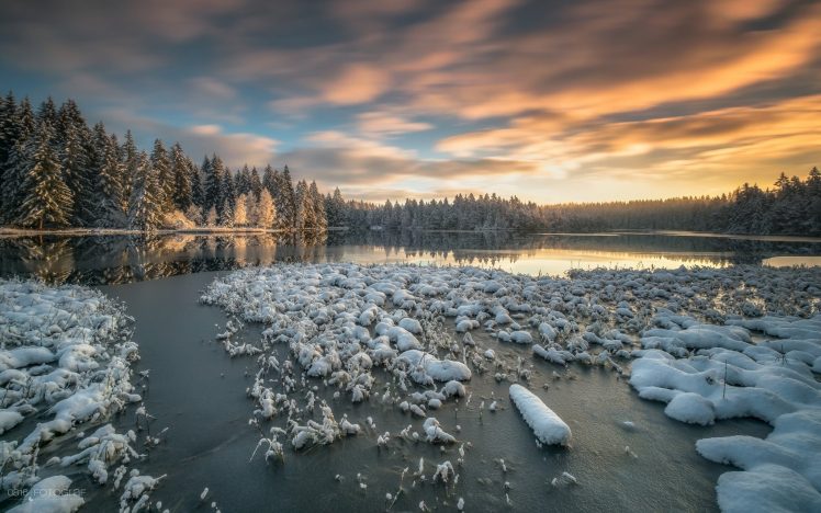 lake, Snow, Landscape HD Wallpaper Desktop Background