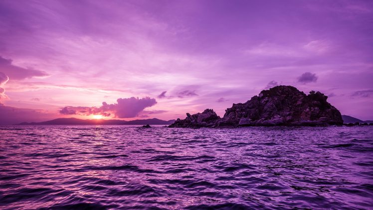 sea, Island, Landscape, Sunset HD Wallpaper Desktop Background