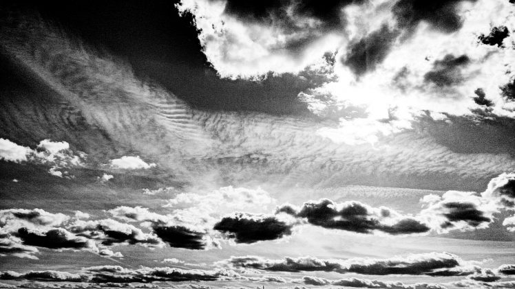sky, Clouds, Monochrome HD Wallpaper Desktop Background