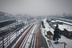 Poland, Train, Train station, Railway, Winter, Snow, Mist, Poznan