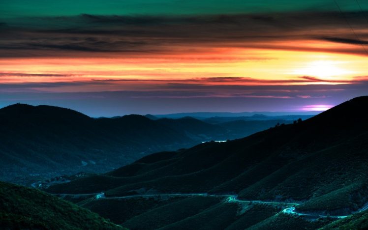 nature, Hills, Sunset HD Wallpaper Desktop Background