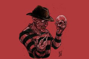 Freddy Krueger, Movies, Horror, Minimalism, Skull, Red Skull, TV