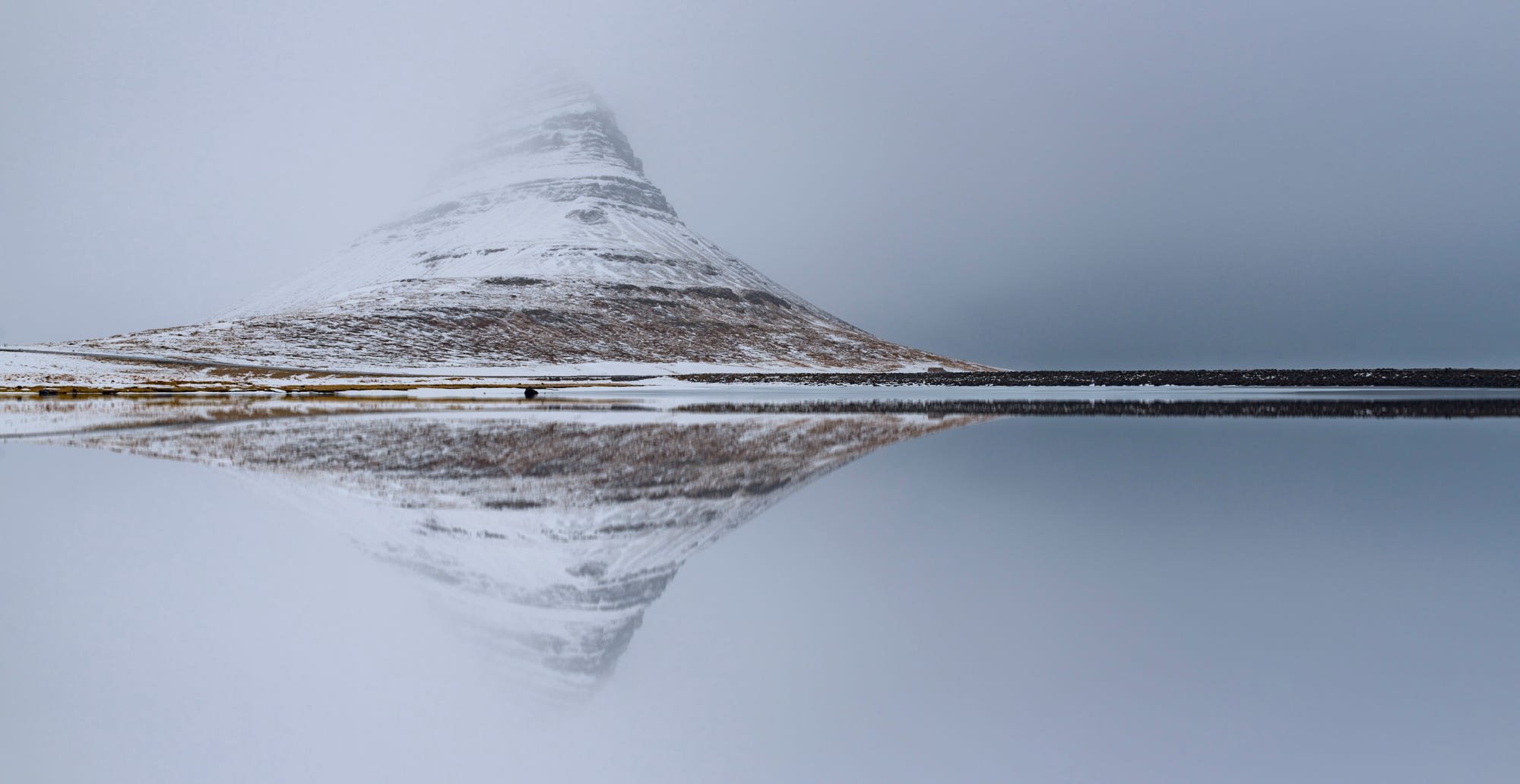 nature, Landscape, Snow, Reflection, Lake, Mountains, Mist Wallpaper