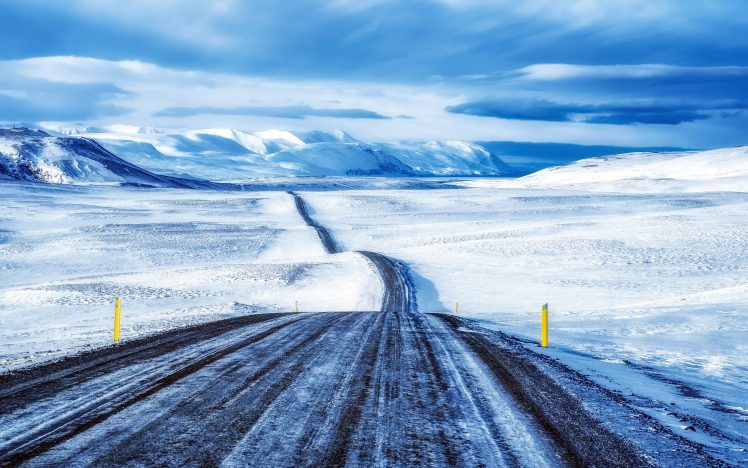 nature, Landscape, Snow, Road, Alone, Clouds, Mountains HD Wallpaper Desktop Background