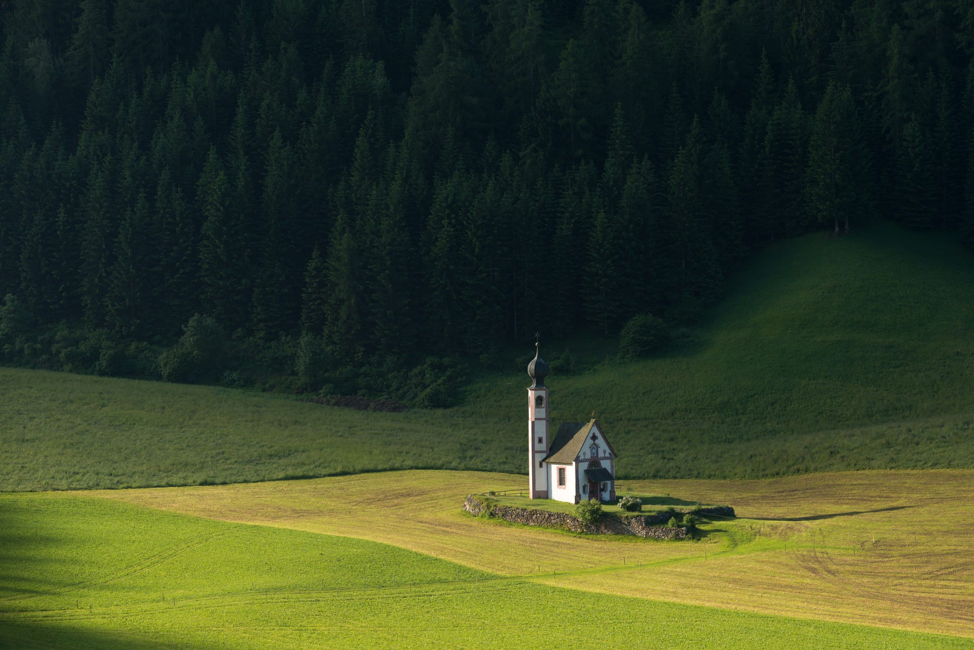 church, Alone, Trees, Forest, Field Wallpaper
