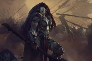 warrior, Orcs, Fantasy art, Sword