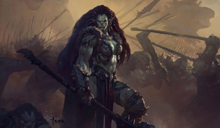 warrior, Orcs, Fantasy art, Sword HD Wallpaper Desktop Background