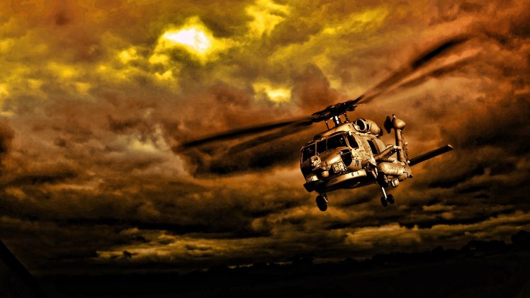 helicopter, Sunset HD Wallpaper Desktop Background