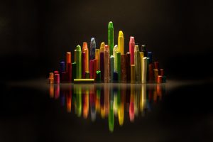 crayons, Reflection, Colorful, Abstract