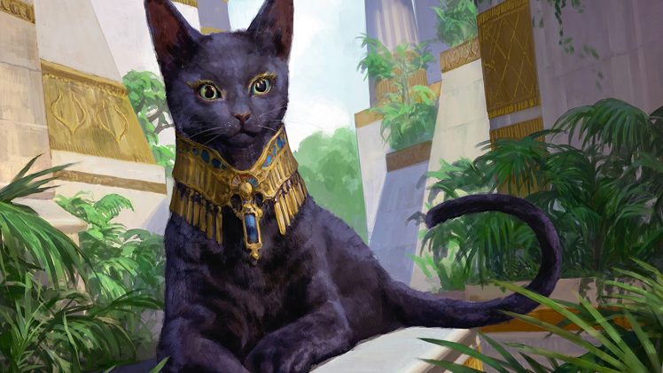 digital art, Egyptian, Black cats, Sacred cat, Magic: The Gathering HD Wallpaper Desktop Background
