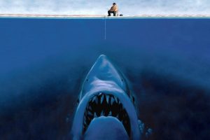 fisherman, Great White Shark, Digital art, Humor