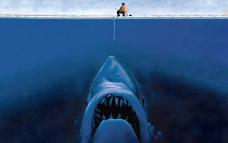 fisherman, Great White Shark, Digital art, Humor HD Wallpaper Desktop Background
