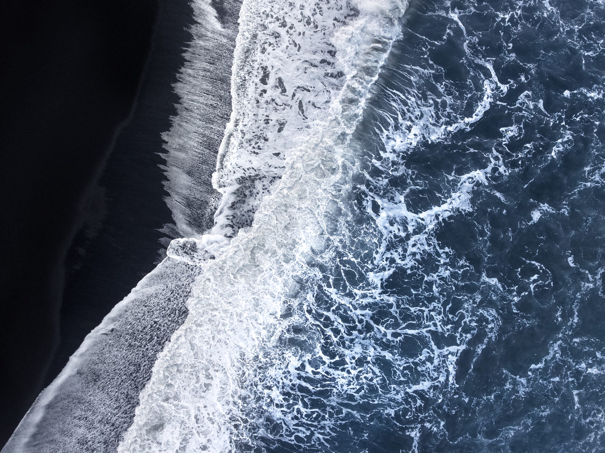 nature, Landscape, Shore, Waves, Drone, Aerial view, Water, Pacific Ocean, Black sand Wallpaper