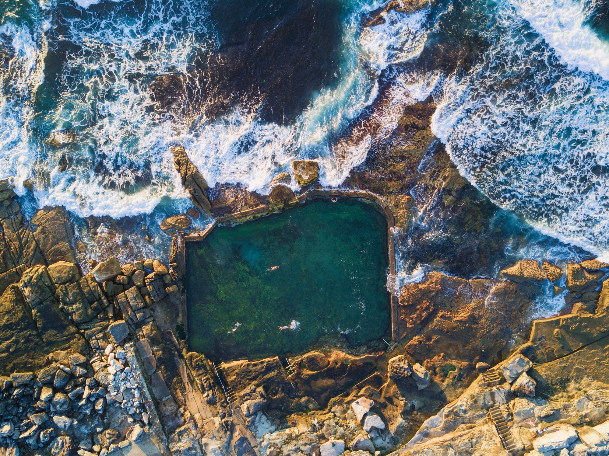 nature, Landscape, Australia, Waves, Swimming, Rocks, South australia, Aerial view Wallpaper
