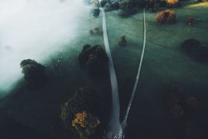 nature, Landscape, Road, Trees, Mist, Drone, Aerial view
