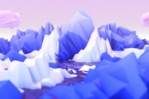digital art, Mountains, Clouds, 3D