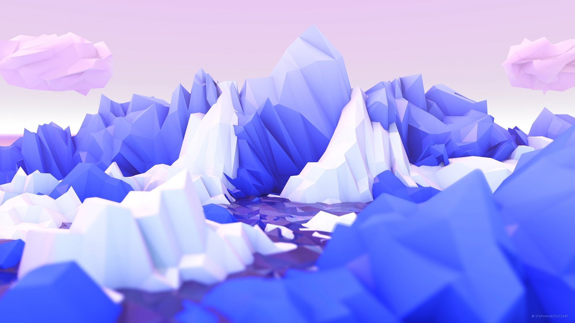 digital art, Mountains, Clouds, 3D Wallpaper