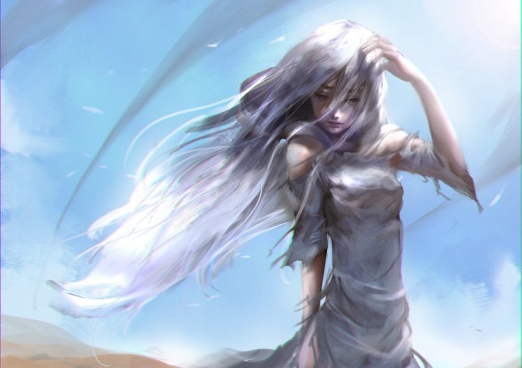 white hair, Fantasy art HD Wallpaper Desktop Background