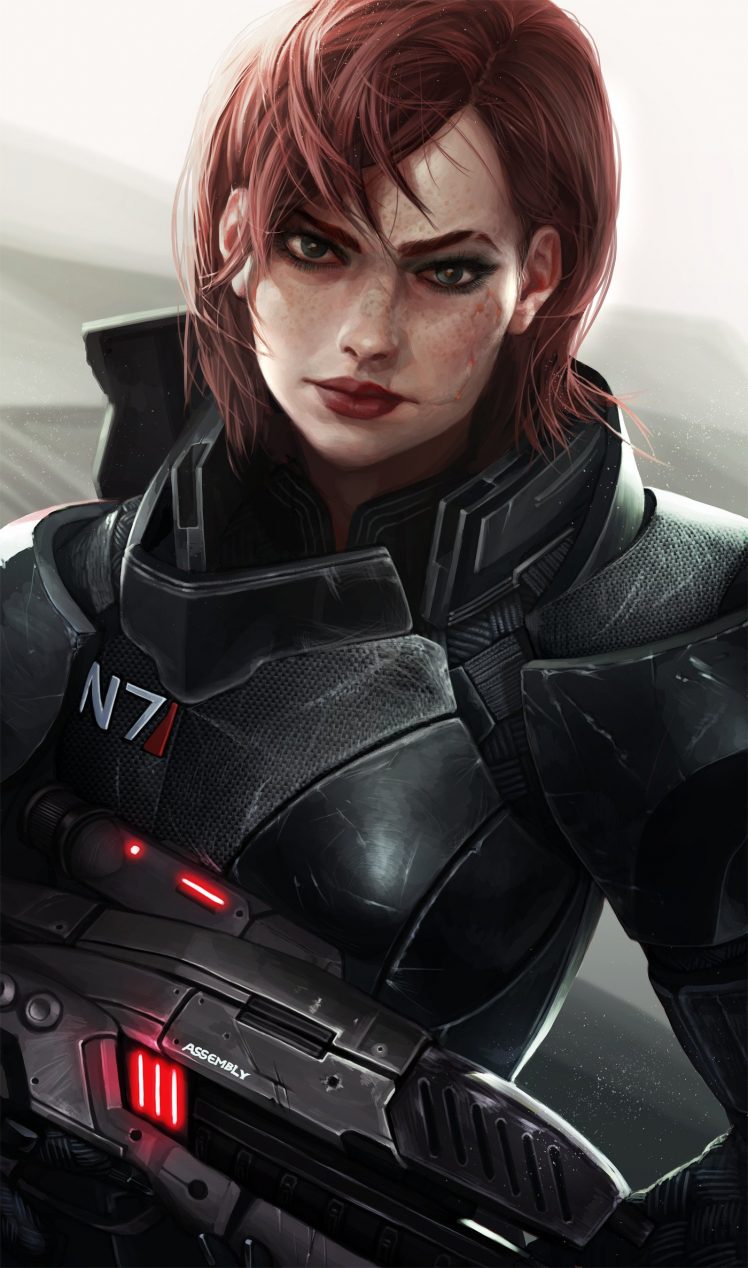 Warrior Fantasy Art Futuristic Gun Mass Effect Fem Shep Wallpapers Hd Desktop And Mobile 