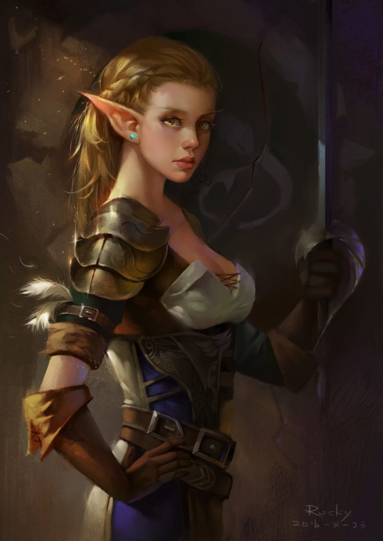 elves, Fantasy art, Sword HD Wallpaper Desktop Background