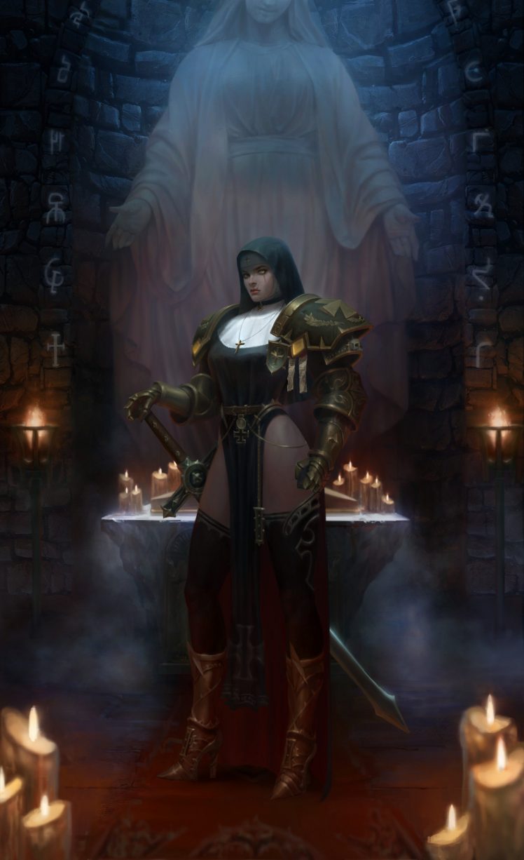 fantasy art, Priestess, Warhammer 40, 000 HD Wallpaper Desktop Background