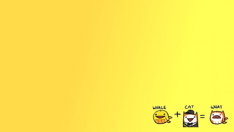 whale, Cat, Yellow background, Humor HD Wallpaper Desktop Background