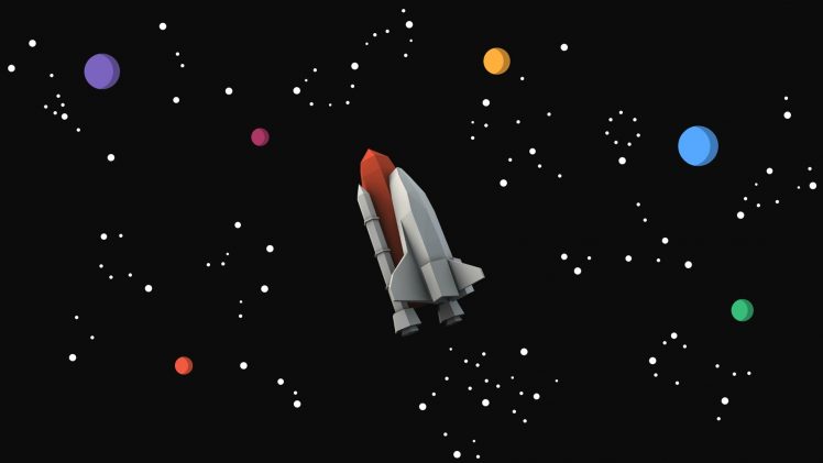space, Spaceship, Stars, Minimalism, Low poly HD Wallpaper Desktop Background