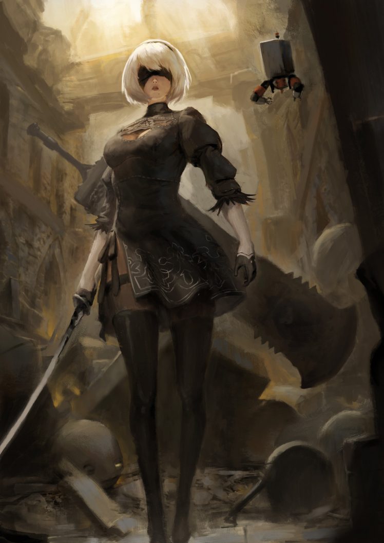 2B (Nier: Automata), Sword, Nier: Automata HD Wallpaper Desktop Background