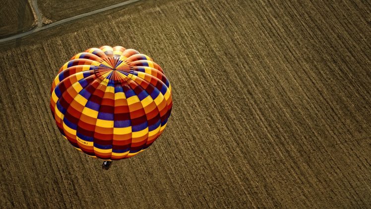 hot air balloons, Floating, Ground, Aerial view HD Wallpaper Desktop Background