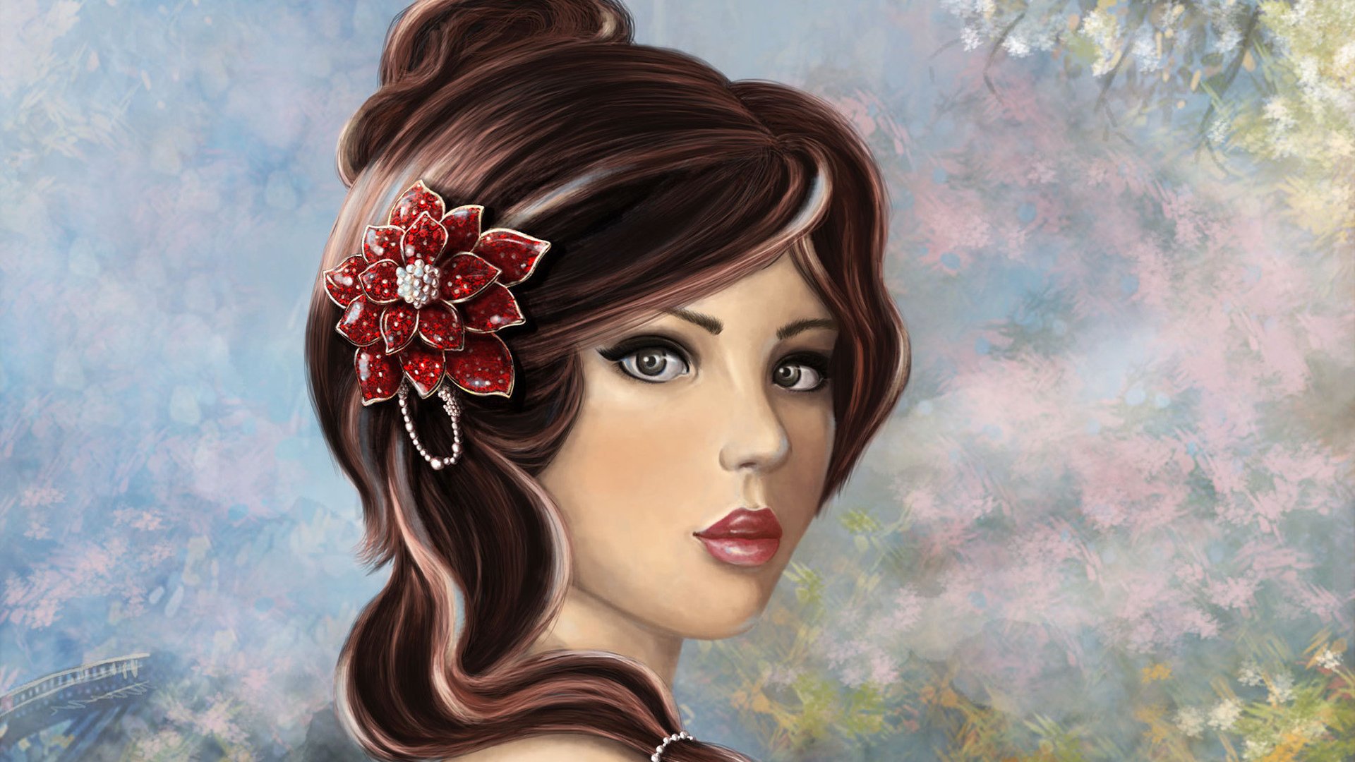 women, Head, Face, Decorated, Clouds, Artwork Wallpaper