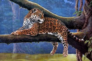 Raymond Reibel, Jaguars, Branch, Painting