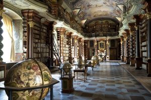 library, Interior, Globes, Books, Window, Prague