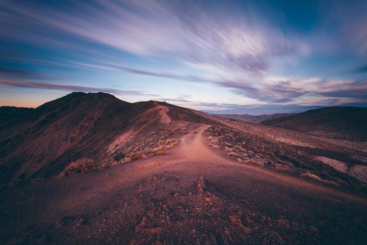 nature, Landscape, Death Valley, Clouds, Path, Hills, Plants HD Wallpaper Desktop Background