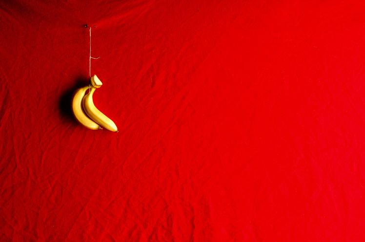 red background, Still life, Bananas, Fruit HD Wallpaper Desktop Background